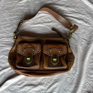 Women coach purse, leather, brown tan